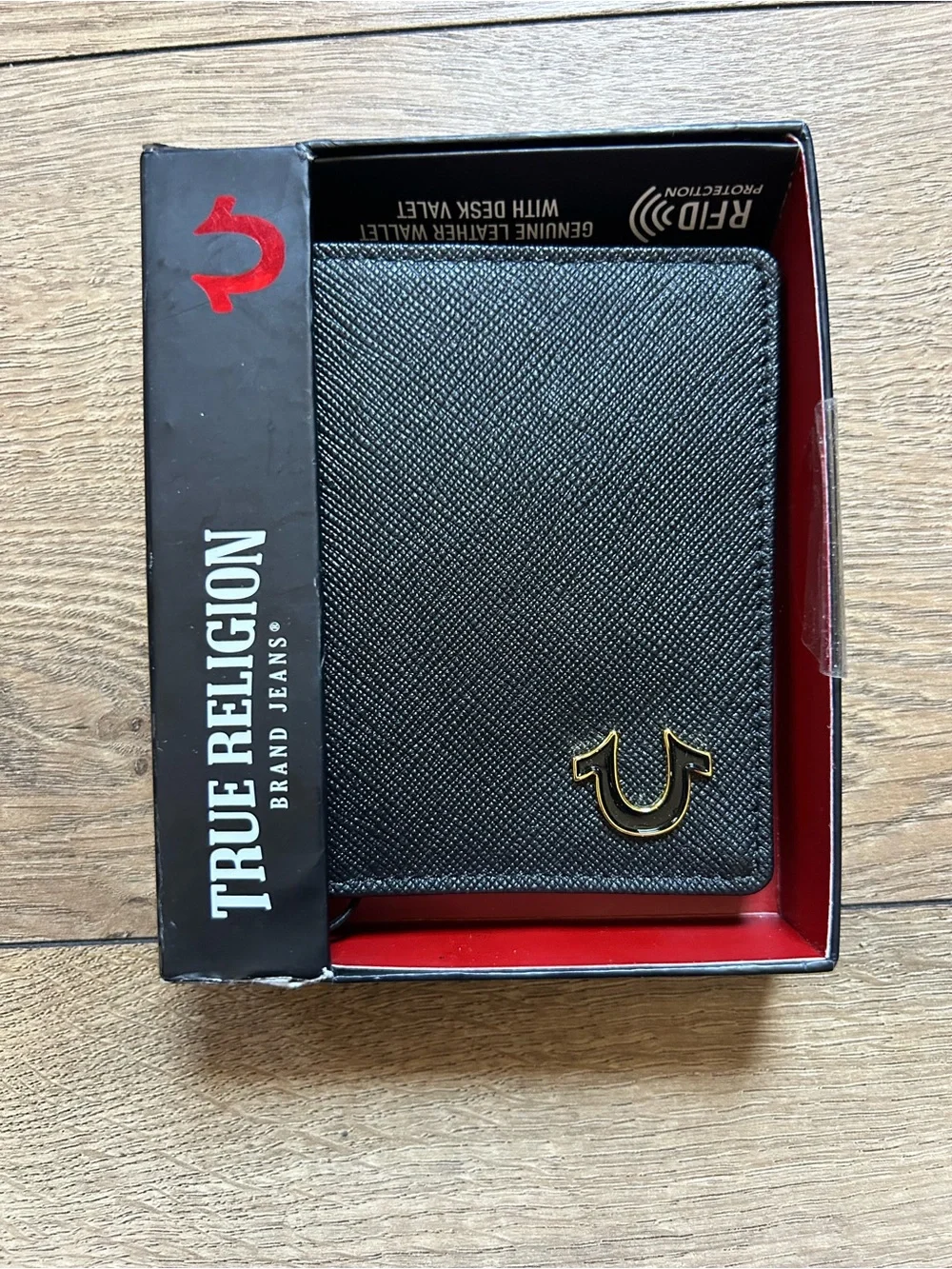 True Religion NWT Black Leather RFID Protection Wallet